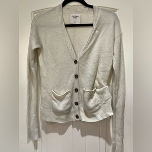 Abercrombie & Fitch Lightweight Cardigan Women Medium Ivory Open Knit Size Small